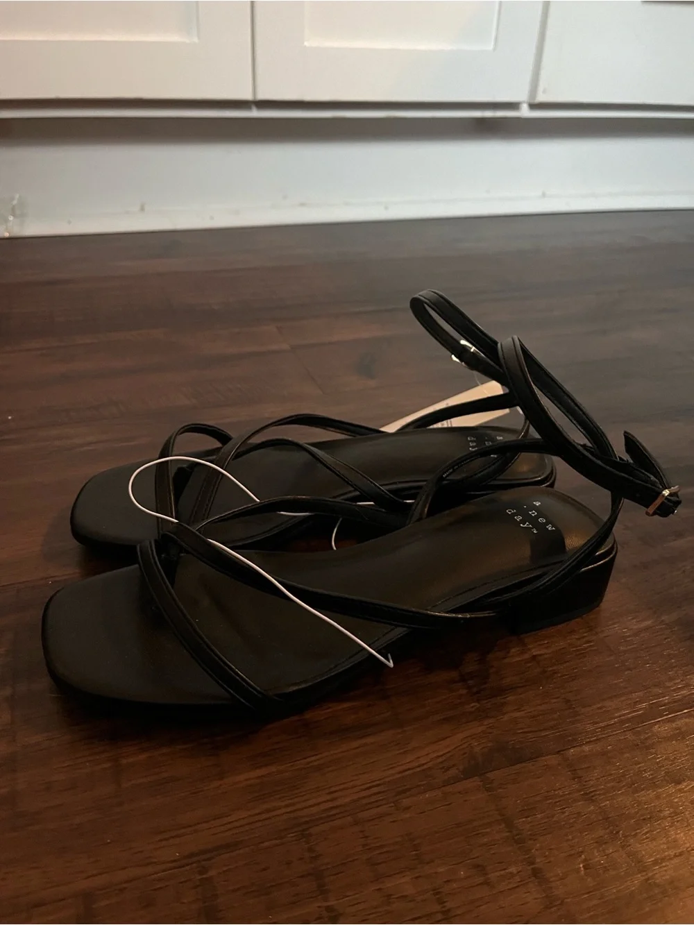 a new day Black Strappy Ankle-Tie Sandals
